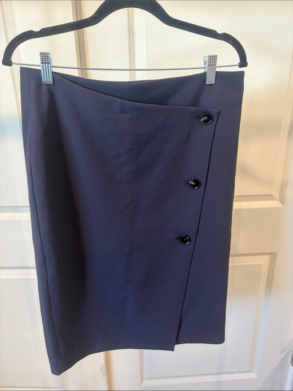 Express Navy Pencil Skirt with Side Button Detail